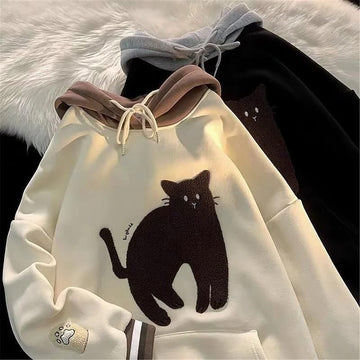 Coffee Cat Oversized Kawaii Hoodie
