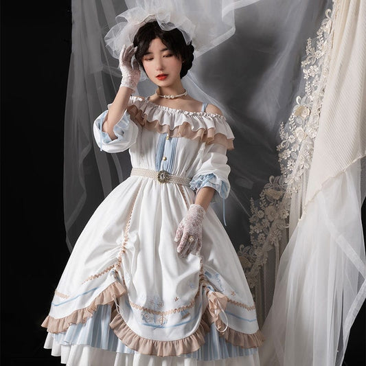 White Japanese Gothic Palace Vintage Lolita Dress
