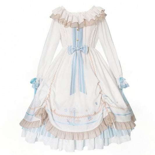 White Japanese Gothic Palace Vintage Lolita Dress