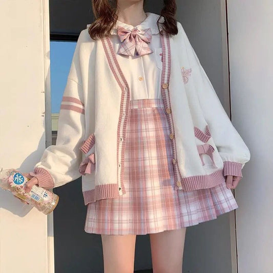 Japanese Kawaii Pink Cardigan Sweater