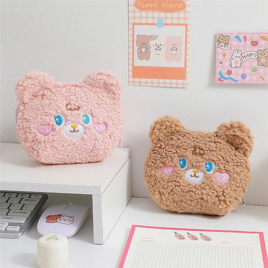 Kawaii Bear Plush Cosmetic Bag