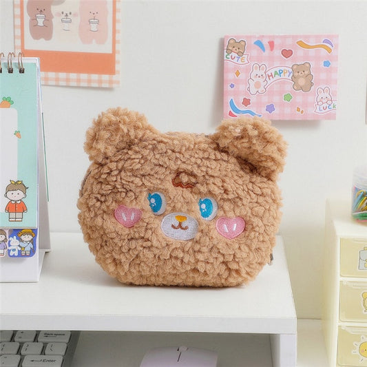 Kawaii Bear Plush Cosmetic Bag