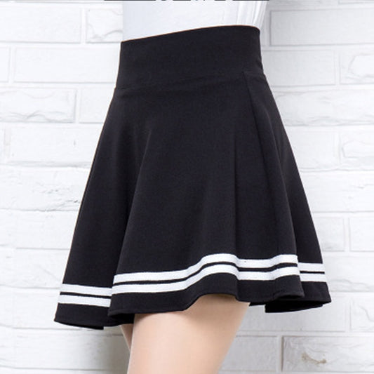 Kawaii Stripes Black Mini Skirt