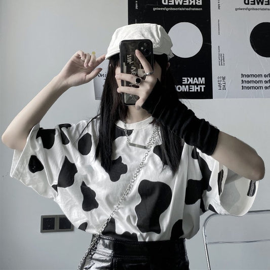 Harajuku Cow Print Short T-shirts