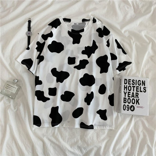 Harajuku Cow Print Short T-shirts