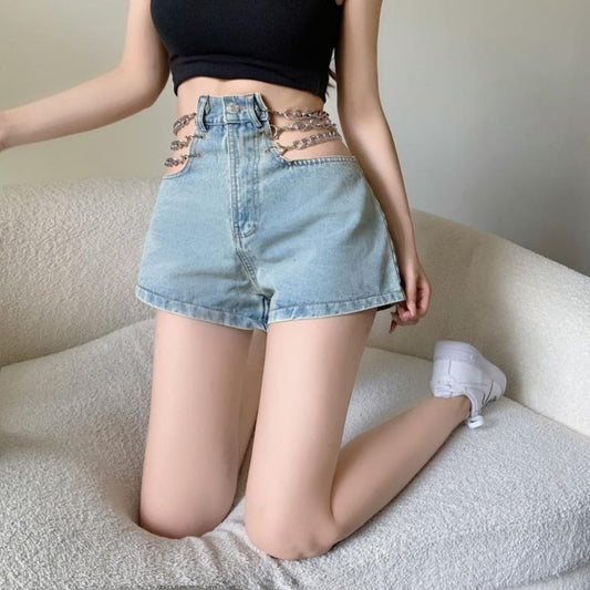 Sexy Hollow Out Denim Shorts
