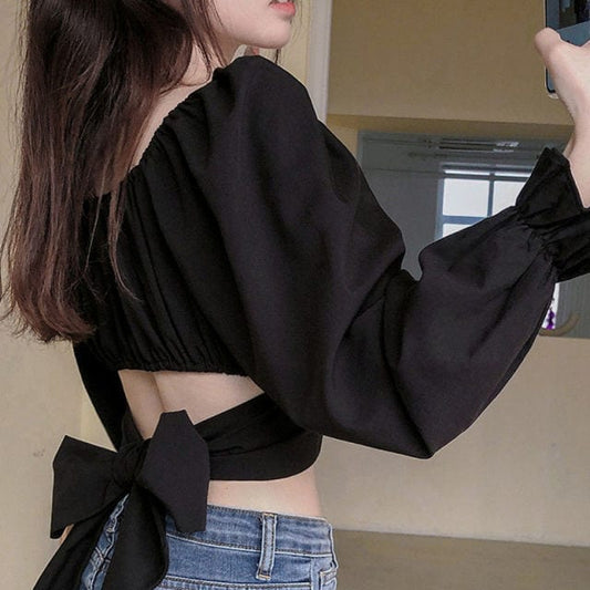 Korean Style Solid Slim Sexy Blouses