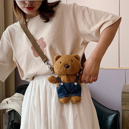 Kawaii Cartoon Bear Plush Shoulder Bag