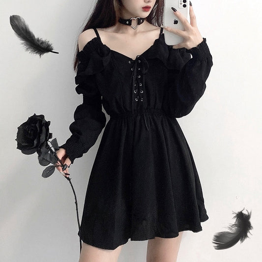 Gothic Off Shoulder Sexy Long Sleeve Dress