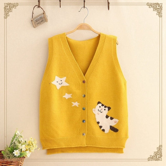 Kawaii Cat V Neck Sweater