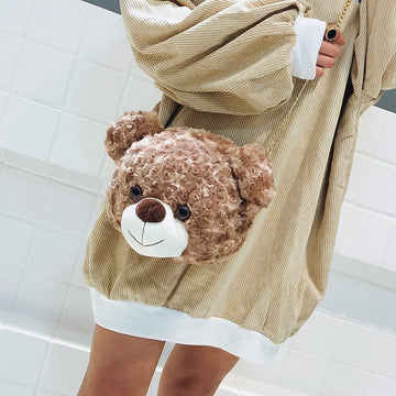 Kawaii Cute Plush Bear Crossbody Bag