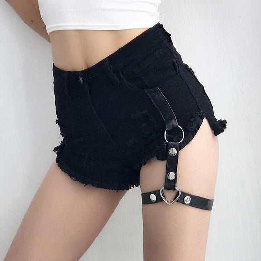 Punk One-Leg Strap Shorts