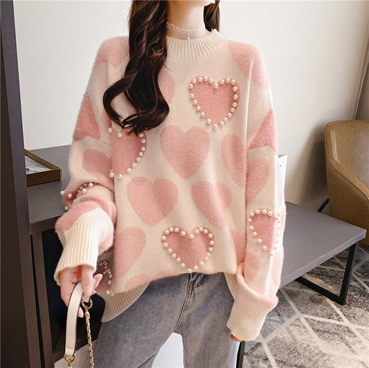 Kawaii Pink Heart Sweater