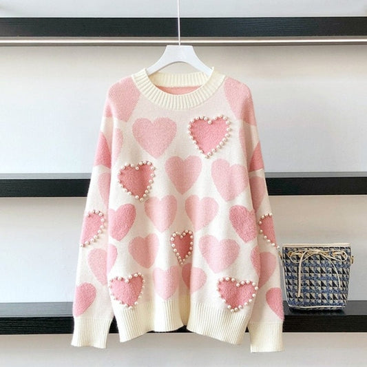 Kawaii Pink Heart Sweater