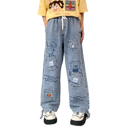 ins Style Niche Design Cartoon Bunny Jeans Pants