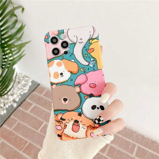 Kawaii Cartoon Zoo Art iPhone Case