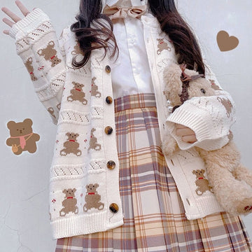 Bear Loose Knitted Cardigan