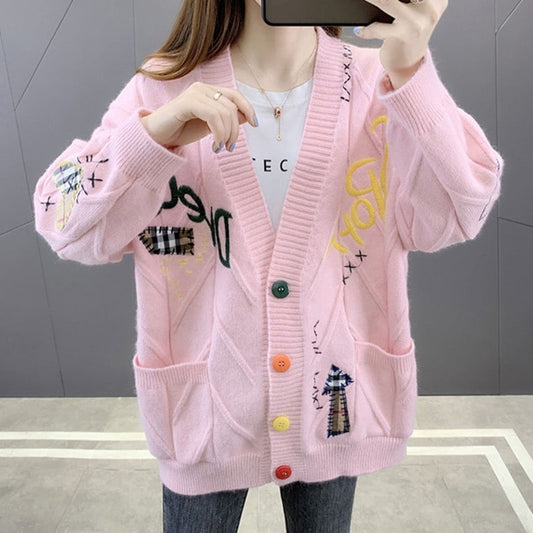 Kawaii Pink Personality Cardigan Sweater